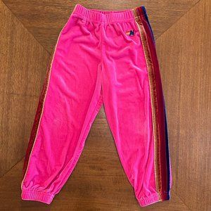 Aviator Nation Pink Velour Track Jogger Pants sz 6 girls